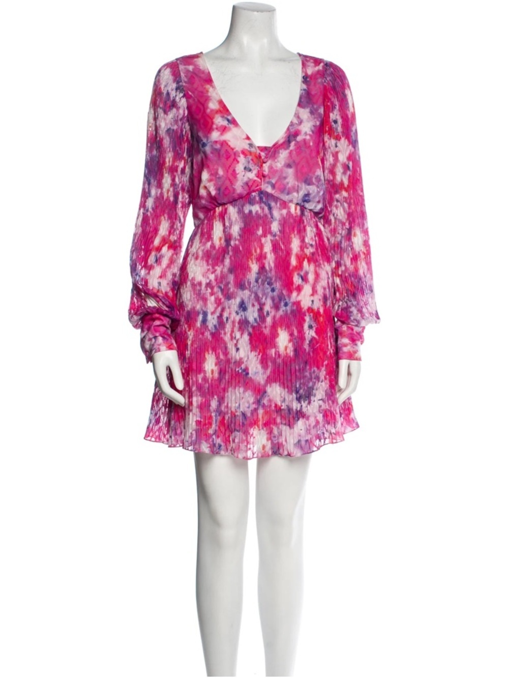 Rococo Sand Hikari Mini Dress XS NWT Pink Tie Dye Pleated Boho